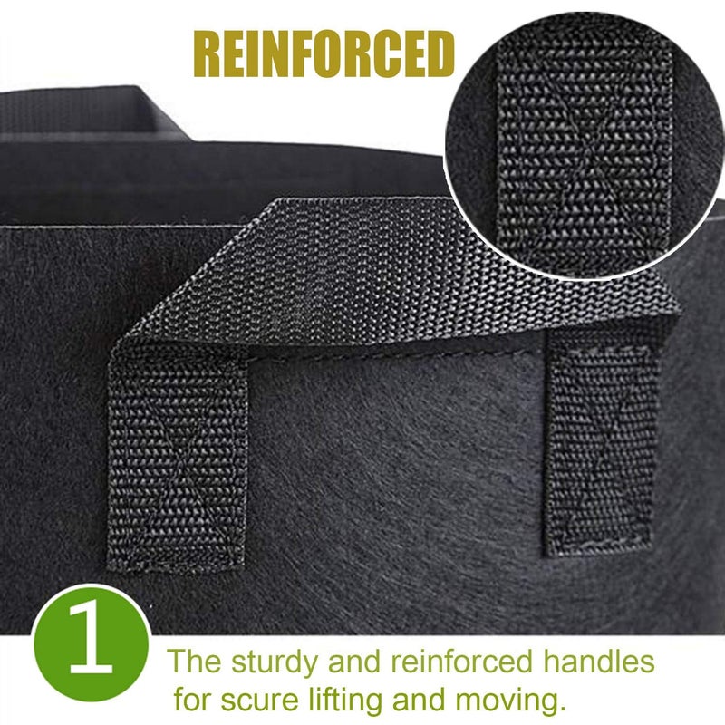 Cavisoo 10-Pack 3 Gallon Plant Grow Bags  Heavy Duty 300G Thickened Non-Woven Aeration Fabric Pots with Reinforced Handles - Image 3